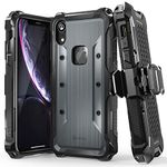 VENA iPhone XR Rugged Case, vArmor (Military Grade Drop Protection) Heavy Duty Holster Belt Clip Cover with KickStand Designed For Apple iPhone XR (6.1"-inch) - Space Gray