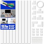 Cable Concealer, 157in Cord Cover Wall, Paintable Cord Covers for Wires on Wall, Cord Hider Kit for Hiding Wires in Home and Office Cable Management, 10X L15.7in X W0.95in X H0.55in Wire Cover, White