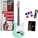 LyxPro CS 39” Electric Guitar Stratocaster Kit for Beginner, Intermediate & Pro Players with Guitar, Amp Cable, 6 Picks & Learner’s Guide | Solid Wood Body, Volume/Tone Controls, 5-Way Pickup - Green