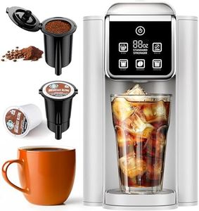 KIDISLE Hot & Iced Coffee Maker with Bold Setting, Single Serve Coffee Maker for K Cup and Grounds, 6-14 Oz Brew Sizes, 50 Oz Removable Water Tank, One Cup Coffee Machine with Reusable Filter, White