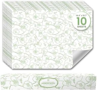 Jasmine Scented Drawer Liners for Dresser Drawers (10 Large Sheets, 19.7" x 14.4") - Non Adhesive Drawer Paper Liner for Bedroom Dresser & Closet Shelves by Linda’s Essentials