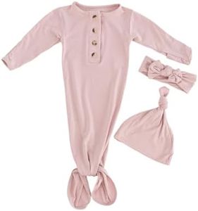 Stroller Society Baby Gowns, Newborn Girl Clothes, Newborn Gowns Baby Girl, Baby Headband Bow, Dusty Rose