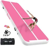 AKSPORT Air Mat Tumble Track 10ft 13ft 16ft 20ft Gymnastics Tumbling Mat Inflatable Tumble Track with Electric Air Pump for Home Use/Tumble/Gym/Training/Cheerleading (double pink, 10x3.28x0.33ft)