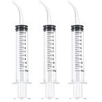 Nuanchu 3 Pack Syringe Dental Syringe Irrigation Plastic Syringe Disposable Liquid Graduated Syringe Oral Irrigator Syringe for Dental Cleaning(Curved Tip)