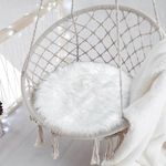 TENNOLA 15.7 Inch Small Fur Rug Round Sheepskin Rug, Small Fluffy Rug for Dorm Mini White Rug Circle for Chair Small Fluffy Round Carpet for Nail Desk 1.3Ft Mini White Carpet