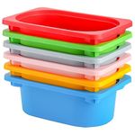 Elsjoy Set of 6 Plastic Cubby Bin, Stackable Storage Bins, Colorful Storage Cubbies Toy Basket for Classroom, Nursery, Playrooms and Home Organization