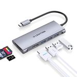 LENTION USB C Hub with 4K HDMI, 3 USB 3.0, SD 3.0 Card Reader Compatible 2023-2016 MacBook Pro 13/14/15/16, New Mac Air/iPad Pro/Surface, More, Multiport Stable Driver Dongle Adapter (CB-C34, Gray)