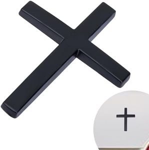 Metal Cross Decals for Cars, 2.5"×1.8" Christian Car Emblem Badge Decals, 3D Self Adhesive Cross Stickers Car Accessories, Jesus Stickers for Cars Body Fender Tail (Black)