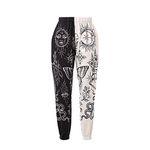 Amuver Women's Boho Hippie Harem Pants High Smocked Waist Printed Patchwork Sweatpants Yoga 90S Goth Baggy Casual Trousers, White/Black, Large