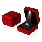 iSuperb 2pcs Led Ring Box Lighted Ring Case Jewelry Display for Proposal, Engagement, Wedding, Gift (red)