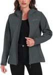 USHARESPORTS Women's Softshell Jacket Lightweight Fleece Lined Waterproof Coats Rain Jacket with Hood for Outdoor Hiking GREY S