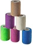 Self Adherent Wrap - Bulk Pack of 6, Athletic Tape Rolls and Sports Wraps, Self Cohesive Non-Woven Adhesive Bandage (3 In x 5 Yards) FDA Approved for Ankle Sprains & Swelling