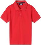 LittleSpring Boys Polo Shirts for Toddler School Uniform Short Sleeve Pique Polo T Shirt for Kids Red 2T