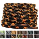 Stepace 2 Pairs Round Wavy Heavy Duty Non Slip Shoelaces for Sneakers Work Boots Hiking Shoes Black Orange-160