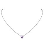 Suplight Sterling Silver Birthstone Necklace Purple Amethyst Heart Pendant Necklace for Women