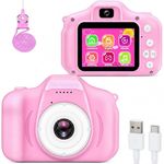 Toy Imagine Kids Digital Camera 3.0MP &1080p Video Photos 2-Inch Screen, USB Rechargeable & Portable Fun Mini Toy Camera for Boys & Girls Age 3–12 Educational Birthday Gift Supports 32GB SD Card(Pink)