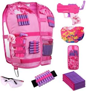 Hely Cancy Girls Tactical Vest Kit with Blaster - Kids Tactical Vest Compatible with Nerf Rebelle N-Strike Purple Darts for Girl