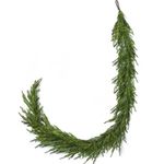 ENVEN 9FT Real Touch Norfolk Pine Christmas Garland Artificial Green Garland Holiday Decoration Outdoor Indoor for Mantle Stairs Railing Fireplace