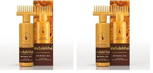 Indulekha Bringha, Ayurvedic Hair Oil, 250ml, for Hair Fall Control, with Amla & Coconut Oil, with Comb Applicator (Pack of 2)