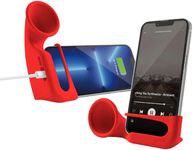 BONE Universal Phone Horn Stand, Sound Amplifier Holder, Silicone Mobile Phone Dock Speaker, Desk Phone Holder, Compatible with iPhone Samsung 4.7-7.2 Inch Smartphone- Red