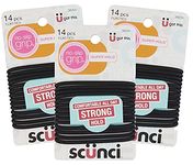 Scunci The Evolution No Slip Grip Gel Hair Ties Black - 14 CT (Pack Of 3)…