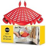 New! Strainer by OTOTO - Pasta Strainer, Cute Kitchen Accessories, Cool Kitchen Gadgets, Food Strainer, Spaghetti Colander (Red Crab - Clip On Strainer)