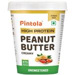 Pintola High Protein All Natural Peanut Butter | Unsweetened | 37% Protein | Imported Whey Protein and Roasted Peanuts (Creamy, 510g)