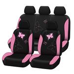 Flying Banner Fashion Lace Colorful Butterfly Car Seat Covers Full Set for 5 Seater(Full Set, Pink)