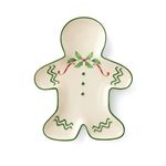 Lenox 887060 Holiday Gingerbread Man Accent Plate, Porcelain, Red & Green