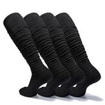 AK SOK Two Pairs Extra Long Football Socks,Men's Athletic Socks,Tight Sports Socks for Men & Boys, Black, Medium