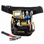 Copechilla Tool Bag Black with Adjustable Belt,Wear Resistant and Professional,Tool pocketpouch Belt Oxford Canvas Material Thickened, for Electricians, Technicians