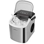 LIVINGbasics Portable Ice Maker, 26lbs in 24 Hours,1.2L Water Tank,9 Cubes Ready in 6 Mins, Stainless Steel with View-Window Countertop Ice Machine for Home Kitchen Office Bar Party