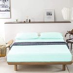 ATK-8 BEDDING 400 TC Cotton Twin Fitted bedsheet for (42"x72") 3.5x6 feet Elastic Fitted Sheet Fits Mattress Upto 12 Inch Deep Pocket with 2 Pillow Covers 18 X 28 Inch - Aqua Blue