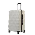 Mode Groove | Hard-Sided Polycarbonate Trolley Suitcase | 360° 8-Wheel Easy Drag | Smooth Double-Zipper| Light-Weight | TSA Lock | 3-Yr Warranty | Check-in Luggage Bag 28in (75cm (L), White)