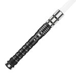 KBASE RGB 12 Colors Changeable Metal Hilt Light Saber with 5 Sound Fonts Force FX Heavy Dueling Light Sword for Adults and Kids (H)