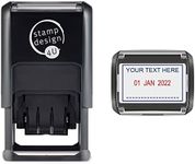 Personalised SD4U Self Inking Word and Date Stamp - Wording at Top of Date in Blue Ink and Dashed Line at Bottom, Date in Red Ink