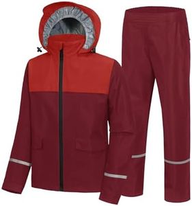 SWISSWELL Boys Rain Gear Waterproof Rain Jackets and Pants Kid Rain Gear Suit Lightweight for Camping Biking Outdoor Red XXL
