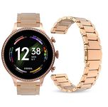 Giaogor Bands Compatible with Fossil Gen 6 Smartwatch Band Solid Stainless Steel Metal Band for Fossil Gen 6 42mm / 44mm Smartwatch (Rose Gold, WOMEN-42MM)