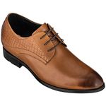 CALTO - A329013-3 Inches Taller - Height Increasing Elevator Shoes - Light Tan Dress Shoes - Size 7 UK