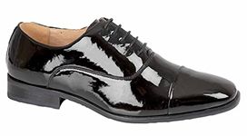 Goor DESMOND Mens Patent Square Toe Cap Dress Shoes Black UK 10