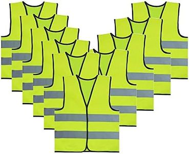 TOPTIE 10 Pack Kids Safety Reflective Vests, High Vis Construction Vest with Elastic Waistband-NeonGreen