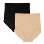 Motherhood Maternity Women's Maternity 2 Pack Postpartum Essentials Seamless Support Underwear Missy & Plus Sizes, Black and Nude, Small-Medium