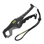 Booms Fishing G05 Fish Lip Gripper Saltwater, 9.4" Plastic Catfish Grippers Pliers, Fish Grabber Tool with Lanyard, Fish Grips for Kayak Fishing Accessories, Great Fish Holder for Caught Fish, Black