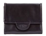 Big Skinny Women's Trixie Leather Tri-Fold Slim Wallet, Black