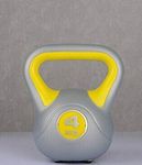 DKN Unisex Adult 4kg Vinyl Kettlebell - Grey/Yellow, 4kg