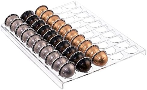 Sumerflos Clear Coffee Pod Holder Storage Tray 15.75" L x 12.6" H for Vertuoline Capsule, Drawer Insert Organizer Holds 50 Pods Counter Organizer of Kitchen, Home, Office