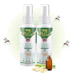 QUITMOZZ Natural Mosquito Repellent Body Spray with Lemongrass Oil - 100ml, Long-Lasting, Quick Action Formula, Insect Killer, Up to 6 Hours Protection for Kids and Adults, Safe for Skin, Pack of 2
