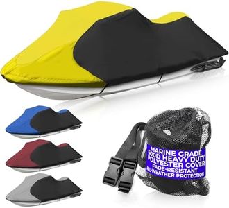 Jetpro Trailerable Jet Ski Cover, Waterproof Marine Grade 600D Heavy Duty Polyester PWC Cover Yellow/Black Fits from 136"-145" 3 Seater