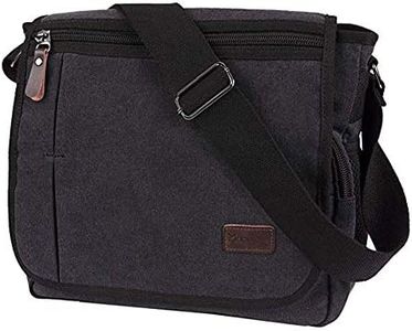 Modoker Messenger Bag for Men, 13 Inches Laptop Satchel Bags, Canvas Shoulder Bag with Bottle Pocket, Black, Fits most 13-inch laptop, Vintage