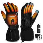 Podazz Heated Gloves, Waterproof WindProof Heated Gloves for Men Women with 7.4V 3000mAh Battery, 3 Level Heat Adjustable Touch Screen Heated Gloves for Outdoor Motorcycle Cycling Skiing Gifts Winter